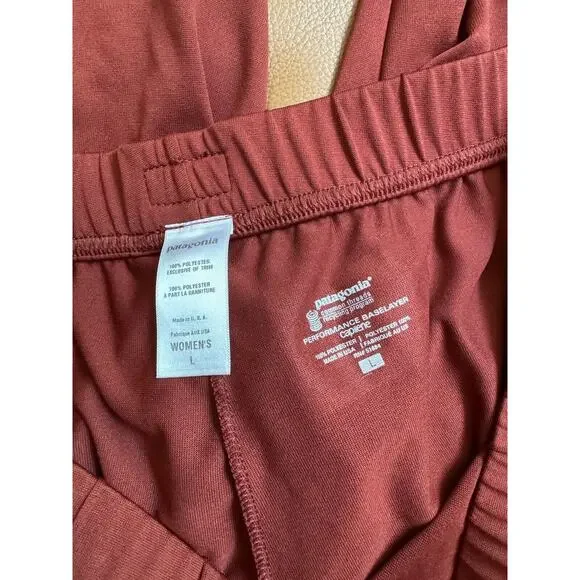 Patagonia Red Brown Performance Baselayer Capilene Pull On Wide Leg Pants Large - Picture 5 of 5
